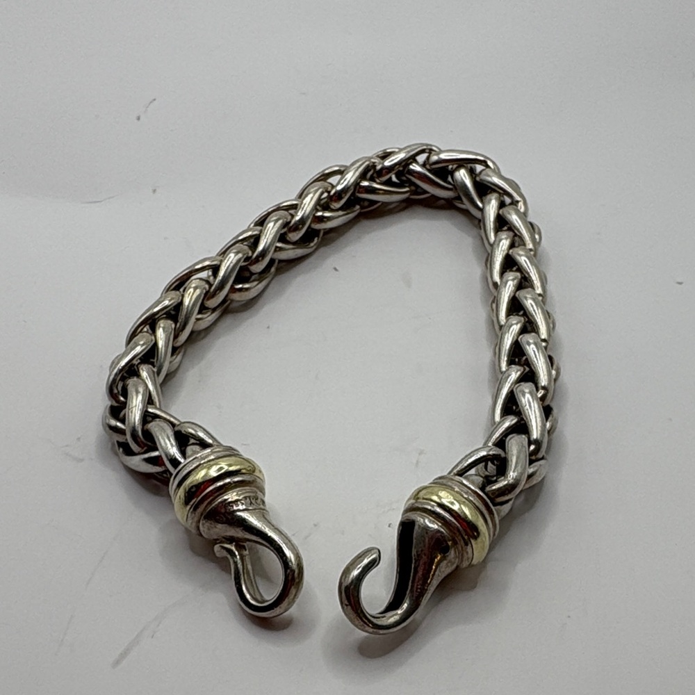 David Yurman 925 silver and 18k Gold heavy wheat chain bracelet